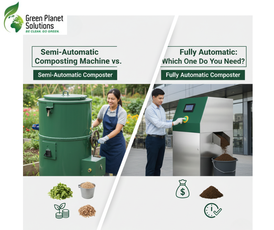Comparison of a Semi Automatic Composting Machine and a Fully Automatic unit for organic waste.